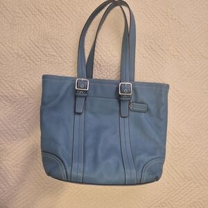 Coach Blue Leather Tote Bag